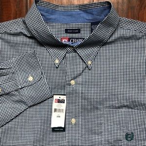 NWT Chaps Button Shirt Green White Easy Care 3XB